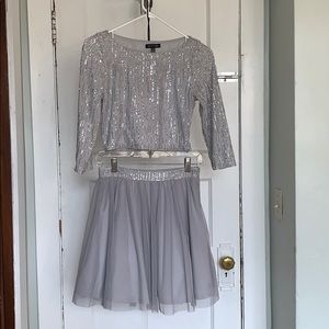 Sparkly silver top and skirt set